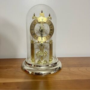 Vintage S Haller Elgin Skeleton Clock With Glass Tested Working - 1 Broken‎ Cog